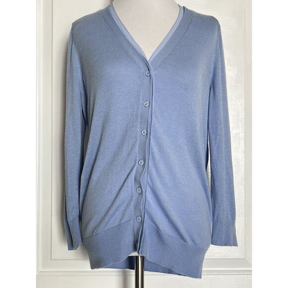 Ann Taylor Sweaters - ANN TAYLOR Petites Periwinkle Lightweight Button Front Sweater Cardigan Blouse M